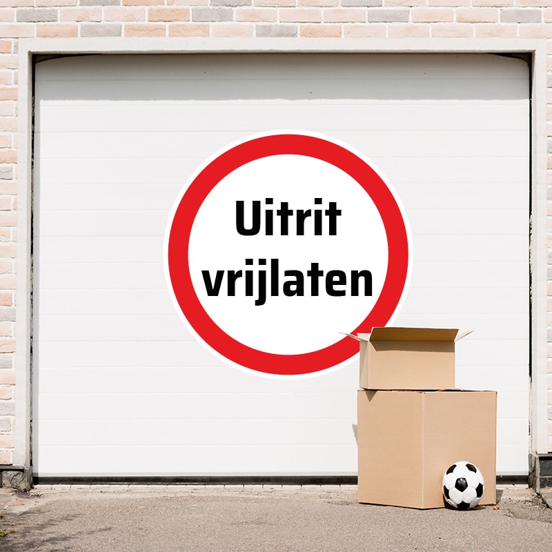 uitrit vrijlaten sticker garage