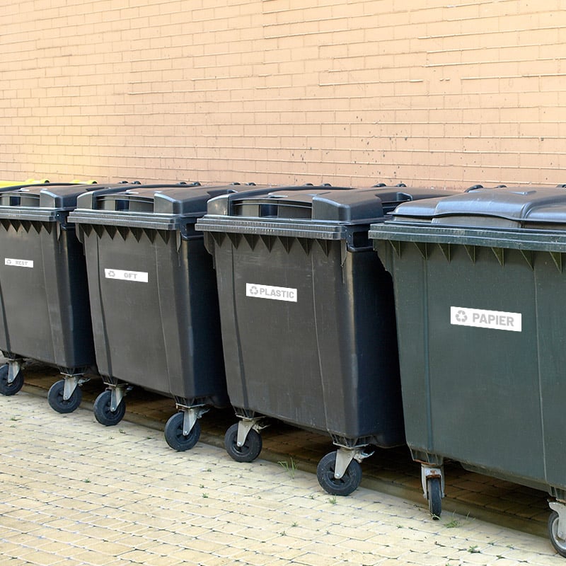 recycle afvalstickers stickers papier plastic glas rest afval container bak plakkers buiten