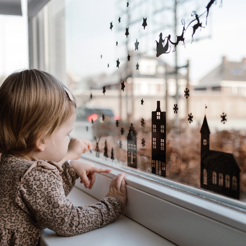 raamstickers sinterklaas zwart statisch herbruikbaar