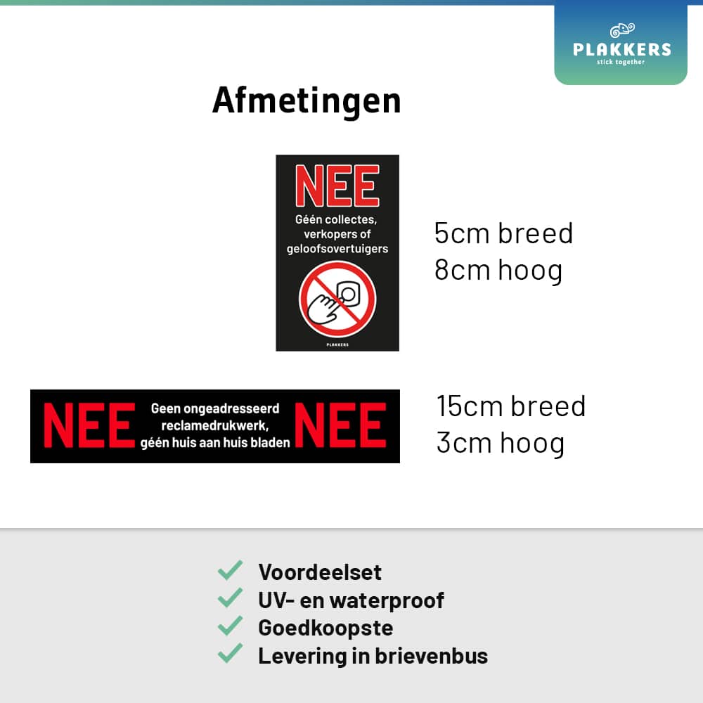 geen collecte nee nee sticker verkopers of geloofsovertuigers jehova’s aan de deur geen reclame drukwerk huis aan huis
