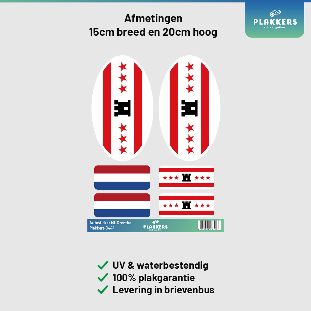 afmetingen + logo template autosticker drenthe vlag drentshe