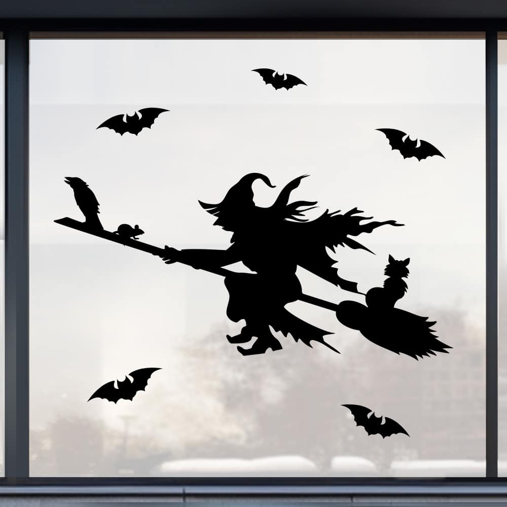 Halloween Heks raamsticker herbruikbaar