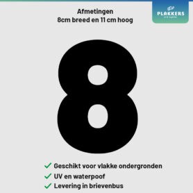 sticker cijfer getal deur brievenbus kliko container plakkers muurstickerstunter contour hoge kwaliteit nummer 8 0-10