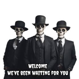 halloween we've been waiting for you sticker raamsticker raamdecoratie eng skeletten skeleton