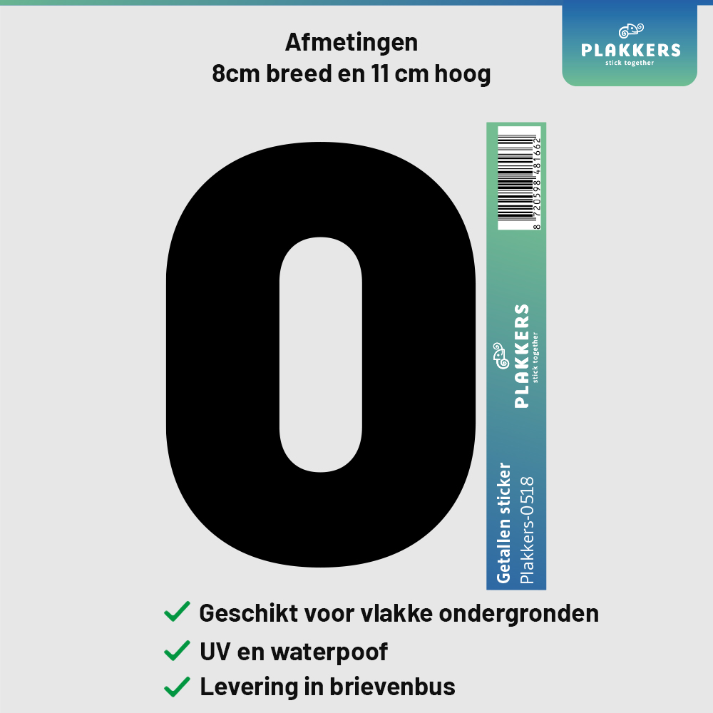 sticker cijfer getal deur brievenbus kliko container plakkers muurstickerstunter contour hoge kwaliteit nummer 0 0-10