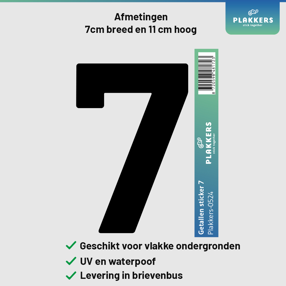 sticker cijfer getal deur brievenbus kliko container plakkers muurstickerstunter contour hoge kwaliteit nummer 7 0-10