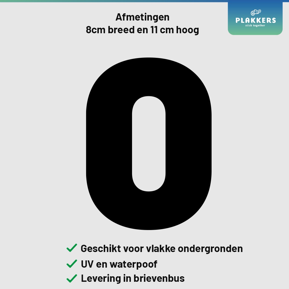 sticker cijfer getal deur brievenbus kliko container plakkers muurstickerstunter contour hoge kwaliteit nummer 0 0-10