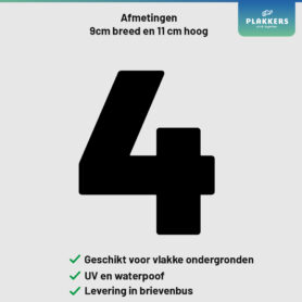 sticker cijfer getal deur brievenbus kliko container plakkers muurstickerstunter contour hoge kwaliteit nummer 4 0-10