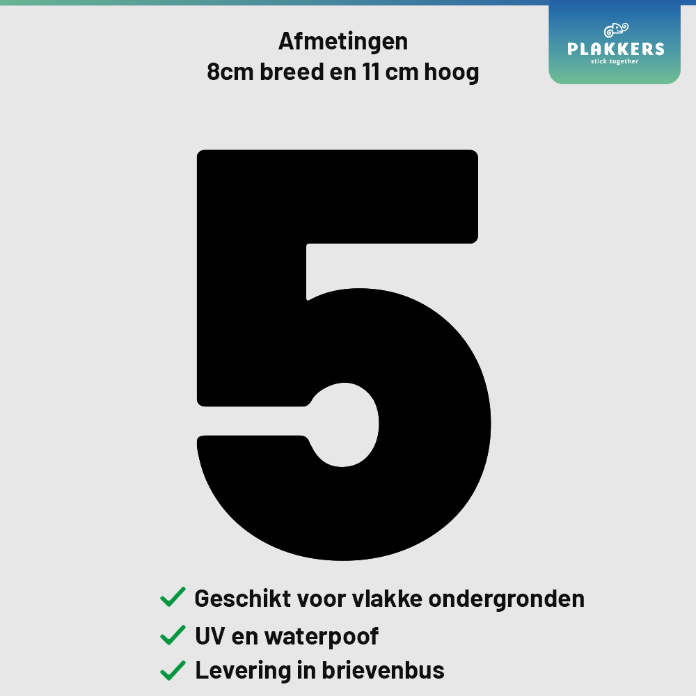 sticker cijfer getal deur brievenbus kliko container plakkers muurstickerstunter contour hoge kwaliteit nummer 5 0-10