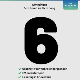 sticker cijfer getal deur brievenbus kliko container plakkers muurstickerstunter contour hoge kwaliteit nummer 6 0-10