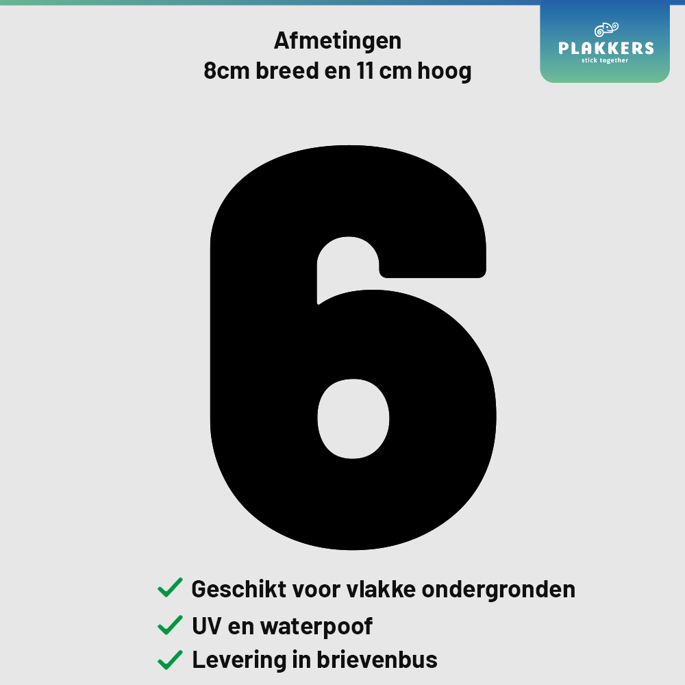 sticker cijfer getal deur brievenbus kliko container plakkers muurstickerstunter contour hoge kwaliteit nummer 6 0-10