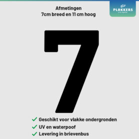 sticker cijfer getal deur brievenbus kliko container plakkers muurstickerstunter contour hoge kwaliteit nummer 7 0-10