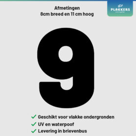 sticker cijfer getal deur brievenbus kliko container plakkers muurstickerstunter contour hoge kwaliteit nummer 9 0-10