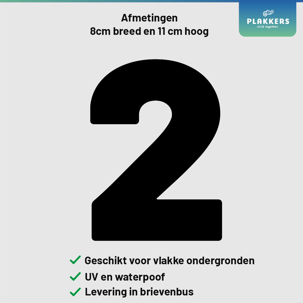sticker cijfer getal deur brievenbus kliko container plakkers muurstickerstunter contour hoge kwaliteit nummer 2 1-10