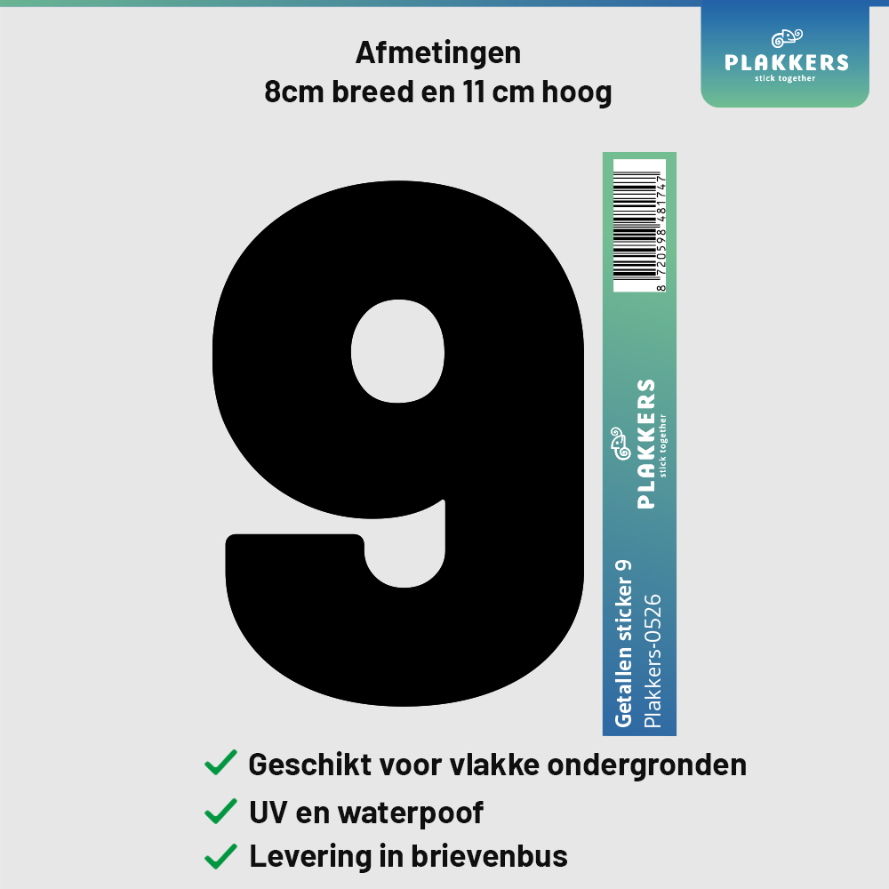 sticker cijfer getal deur brievenbus kliko container plakkers muurstickerstunter contour hoge kwaliteit nummer 9 0-10