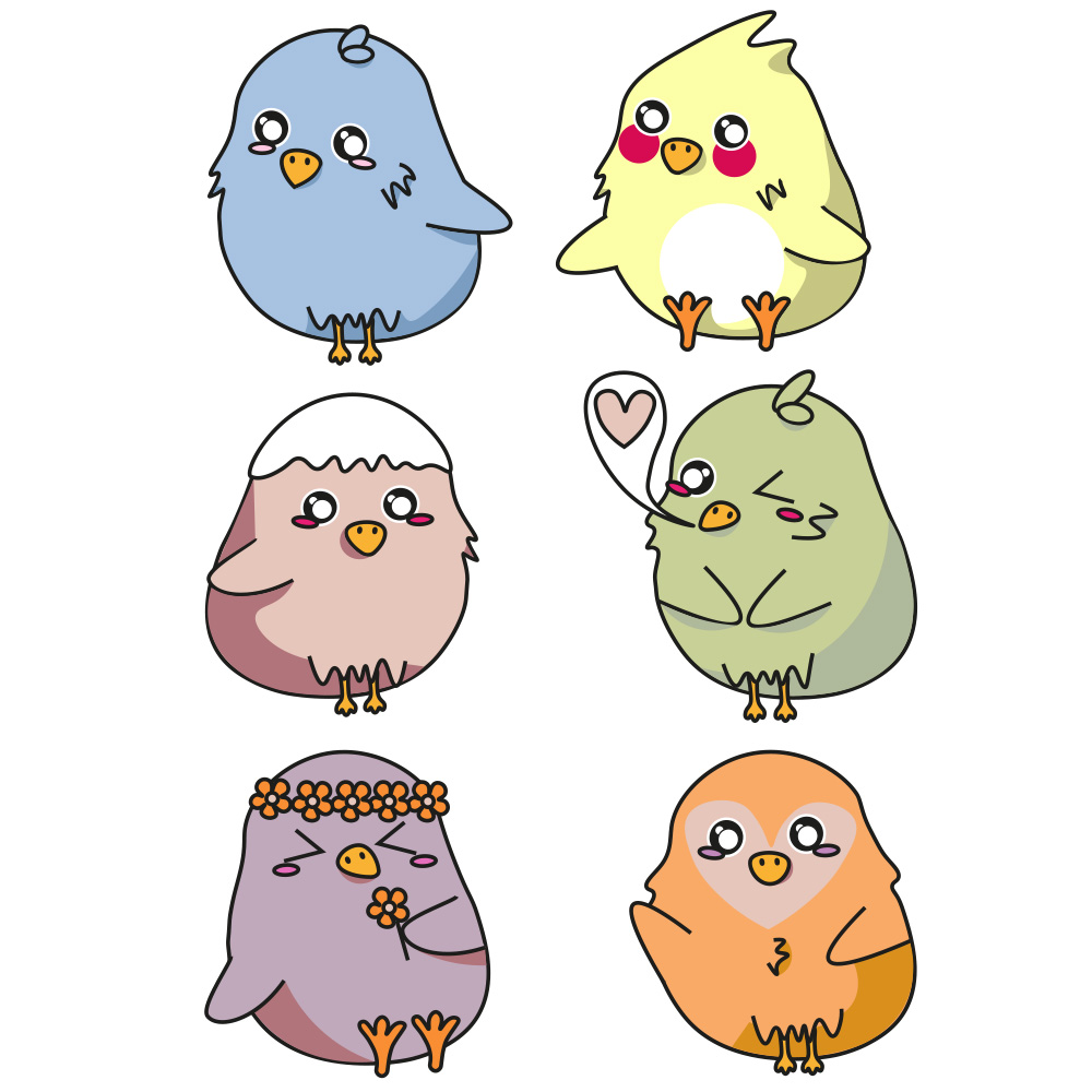 schattige vogeltjes sticker creatief artistiek plakkers