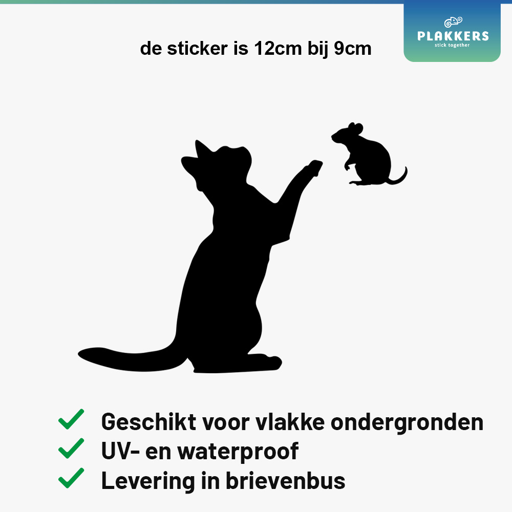 Kat en muis stopcontact sticker grappig creatief plakkers