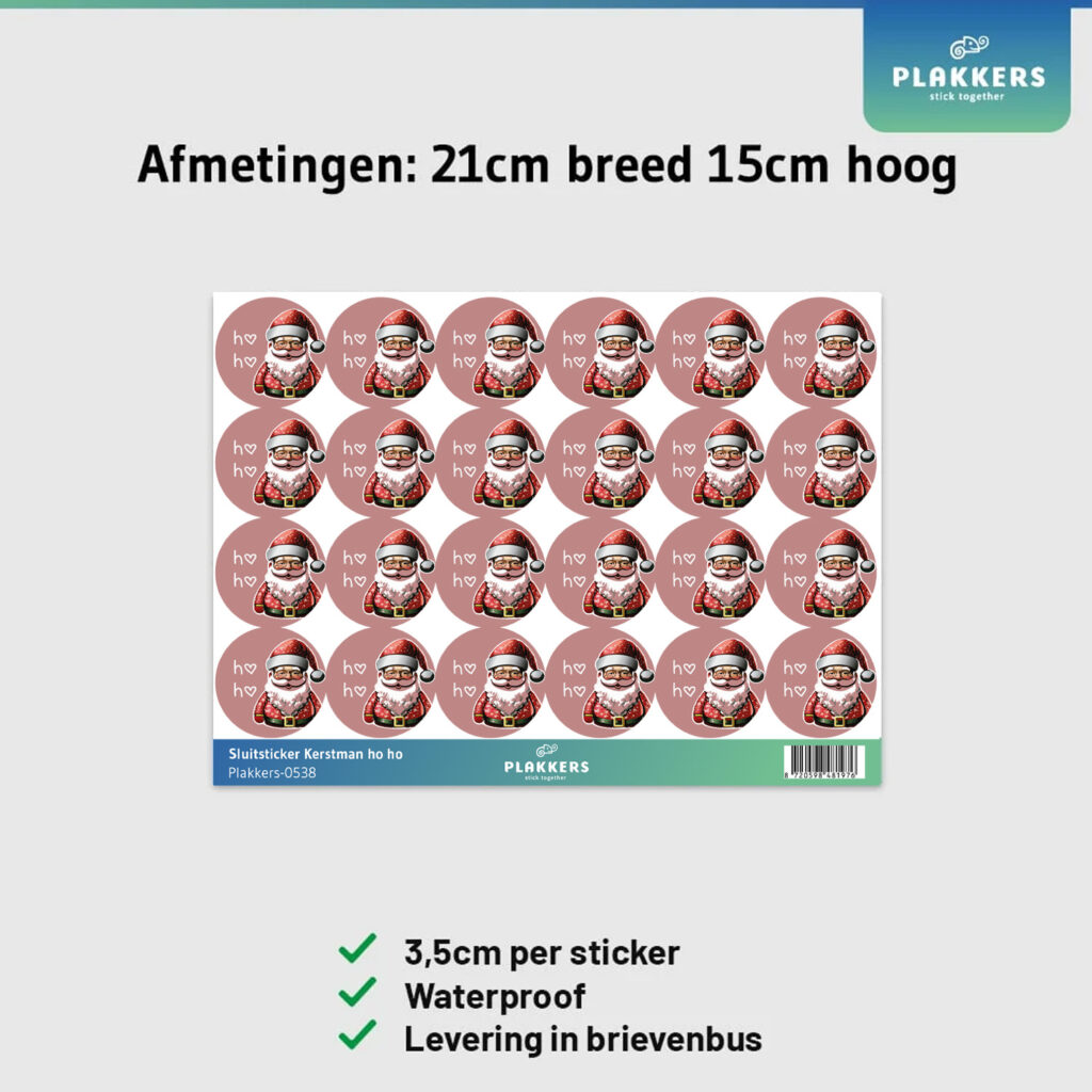 sluitstickers merry ho ho kerstman feestdagen kerst sinterklaas happy