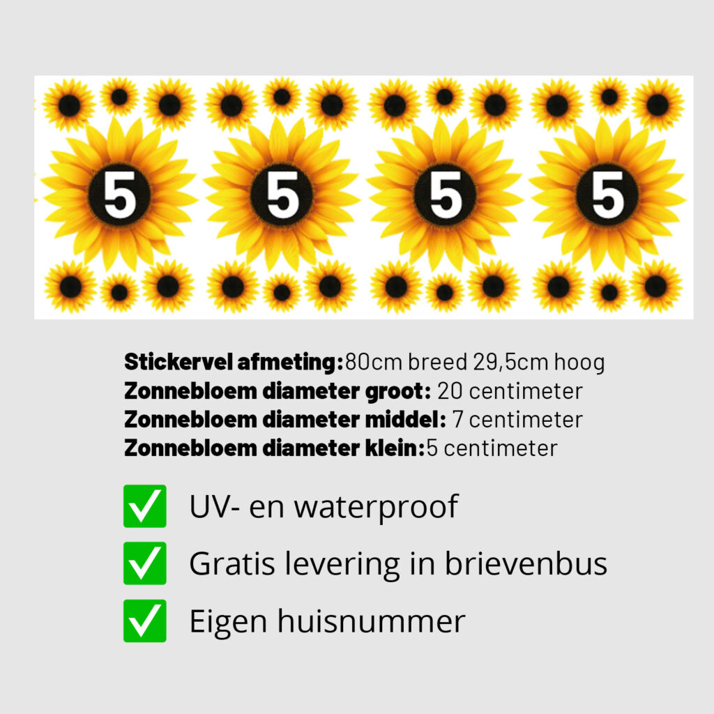 containersticker klikosticker goedkoop bloem bloemen zonnebloem cijfer nummer afvalbak kleur vrolijk3
