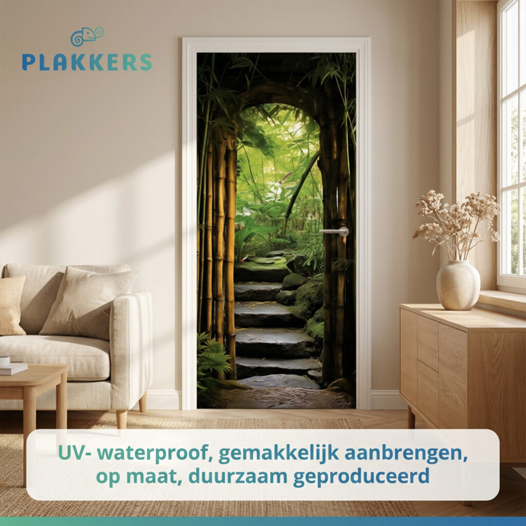 deursticker bamboe jungle huiskamer woonkamer