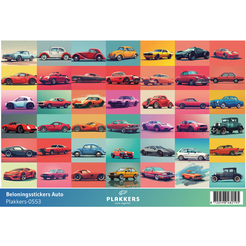 Beloningsstickers auto basisschool opvoeding leuk grappig stoer plakkers