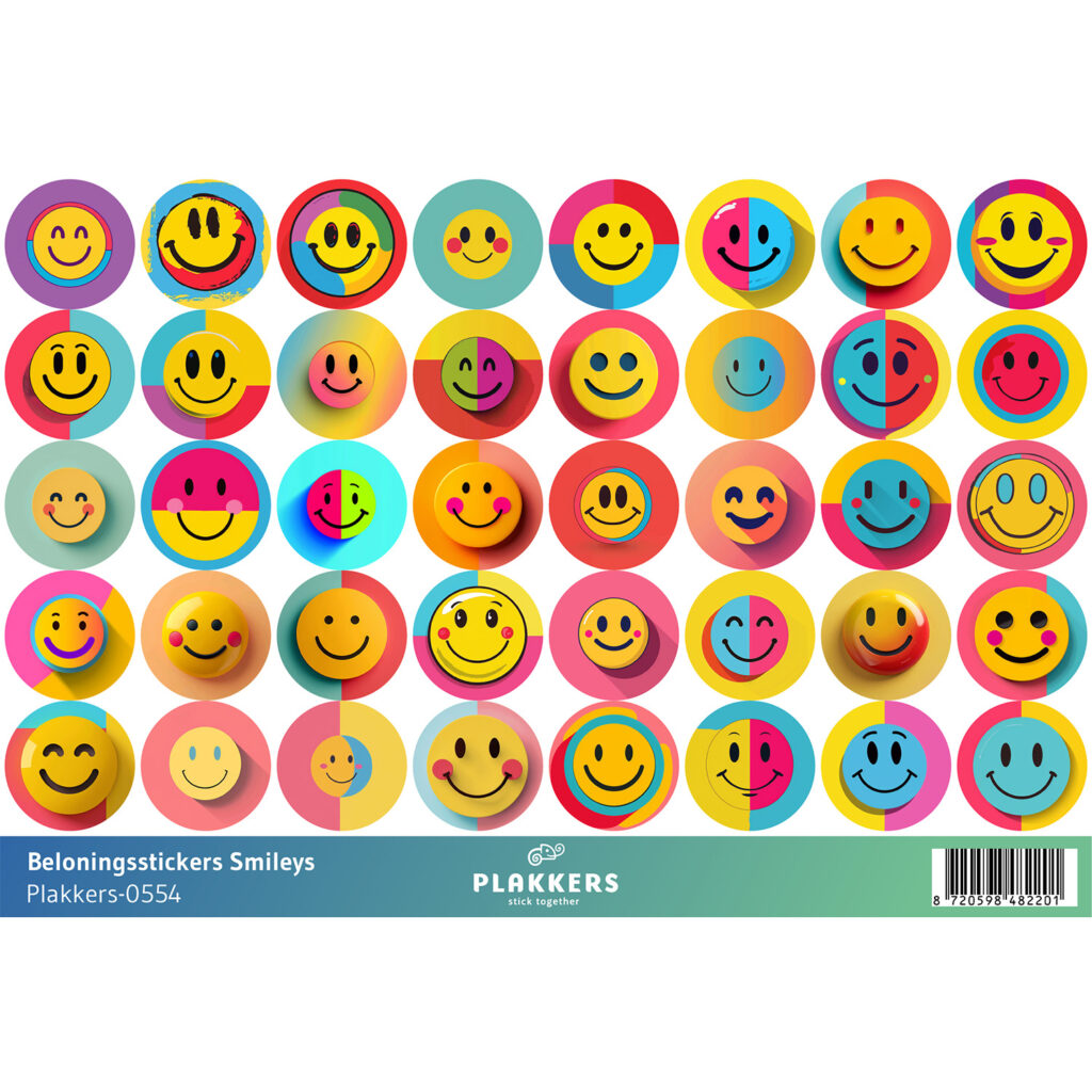 Beloningsstickers smiley blije gezichtjes basisschool opvoeding leuk grappig plakkers
