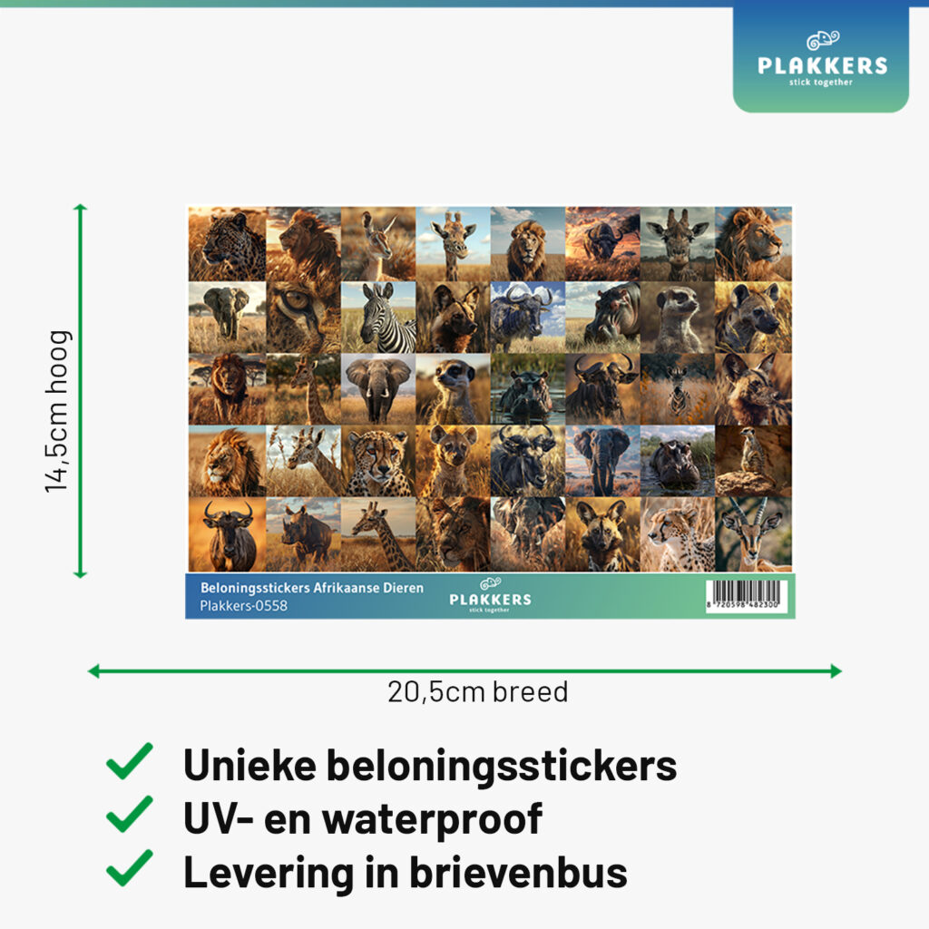 wilde dieren Beloningsstickers basisschool opvoeding leuk grappig schattig plakkers