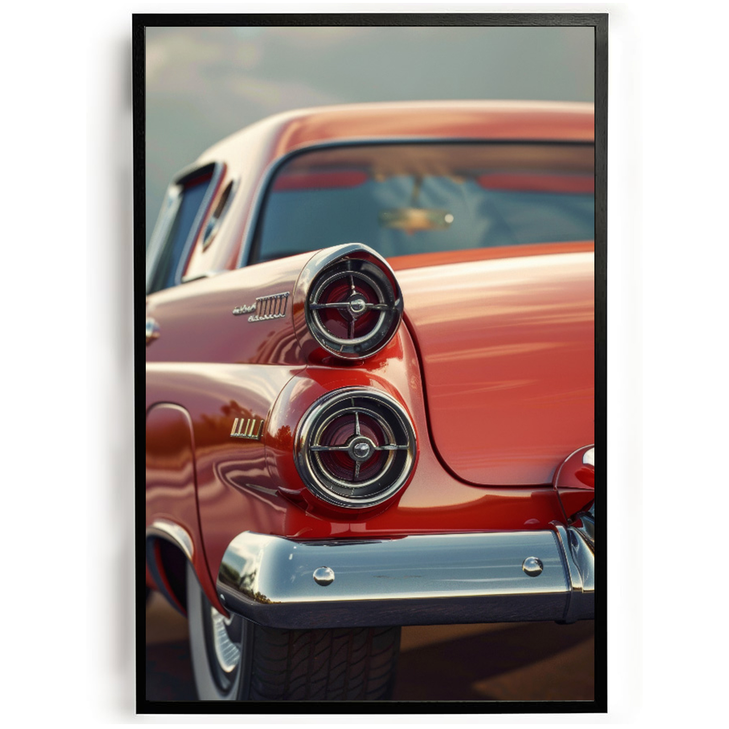 Achterkant rode auto klassieker vintage poster goedkoop ideeen muurdecoratie inspiratie wanddecoratie
