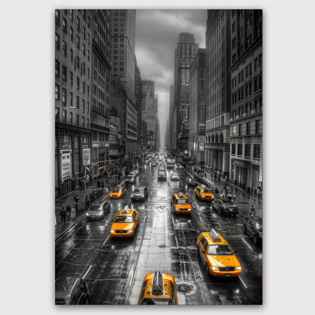 NY stad taxi zwart wit wereldstad stijlvol creatief woonkamer slaapkamer kantoor