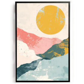 poster vormen wolken berglandschap abstract kunst woonkamer keuken kantoor slaapkamer aardkleuren modern 2