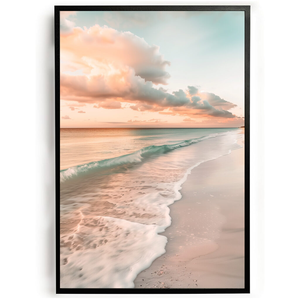 Poster zonsondergang op tropisch strand woonkamer slaapkamer keuken kantoor atelier rustgevend natuur