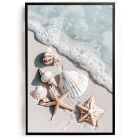 Poster schelpen op het strand woonkamer slaapkamer keuken kantoor atelier rustgevend natuur