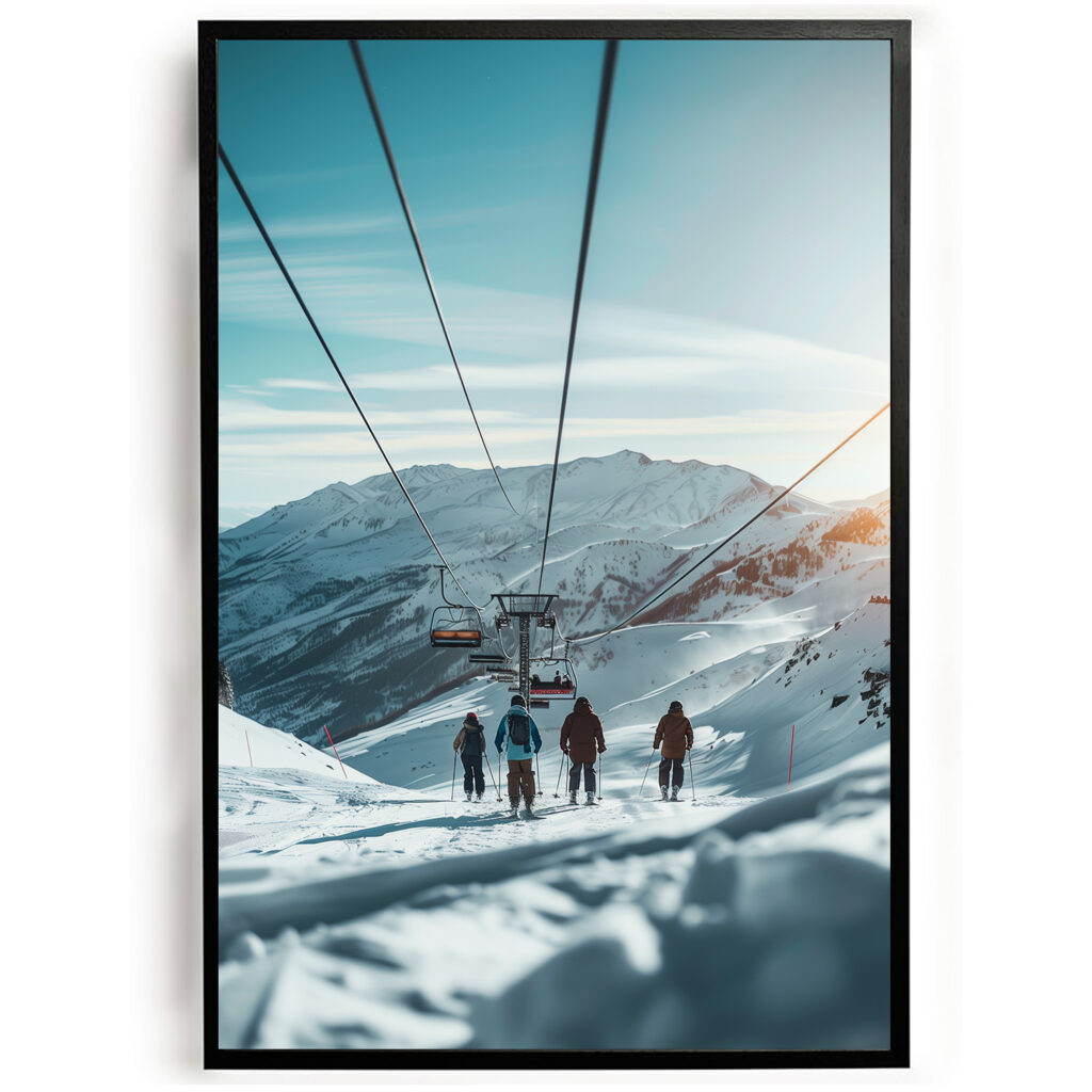 Poster skipiste skilift woonkamer slaapkamer keuken kantoor atelier rustgevend natuur