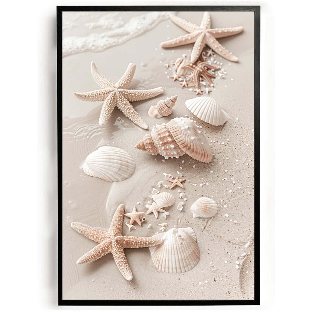 Poster schelpen strand woonkamer slaapkamer keuken kantoor atelier rustgevend natuur