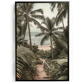 Poster tropische pad naar het strand woonkamer slaapkamer keuken kantoor atelier rustgevend natuur