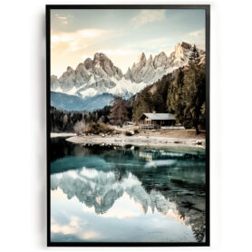 Poster blokhut in de bergen woonkamer slaapkamer keuken kantoor atelier rustgevend natuur