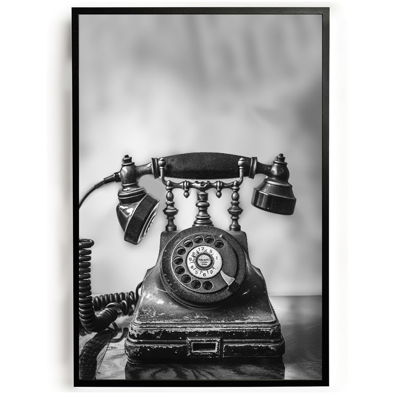 Poster vintage zwart wit oude telefoon poster goedkoop ideeen muurdecoratie inspiratie wanddecoratie