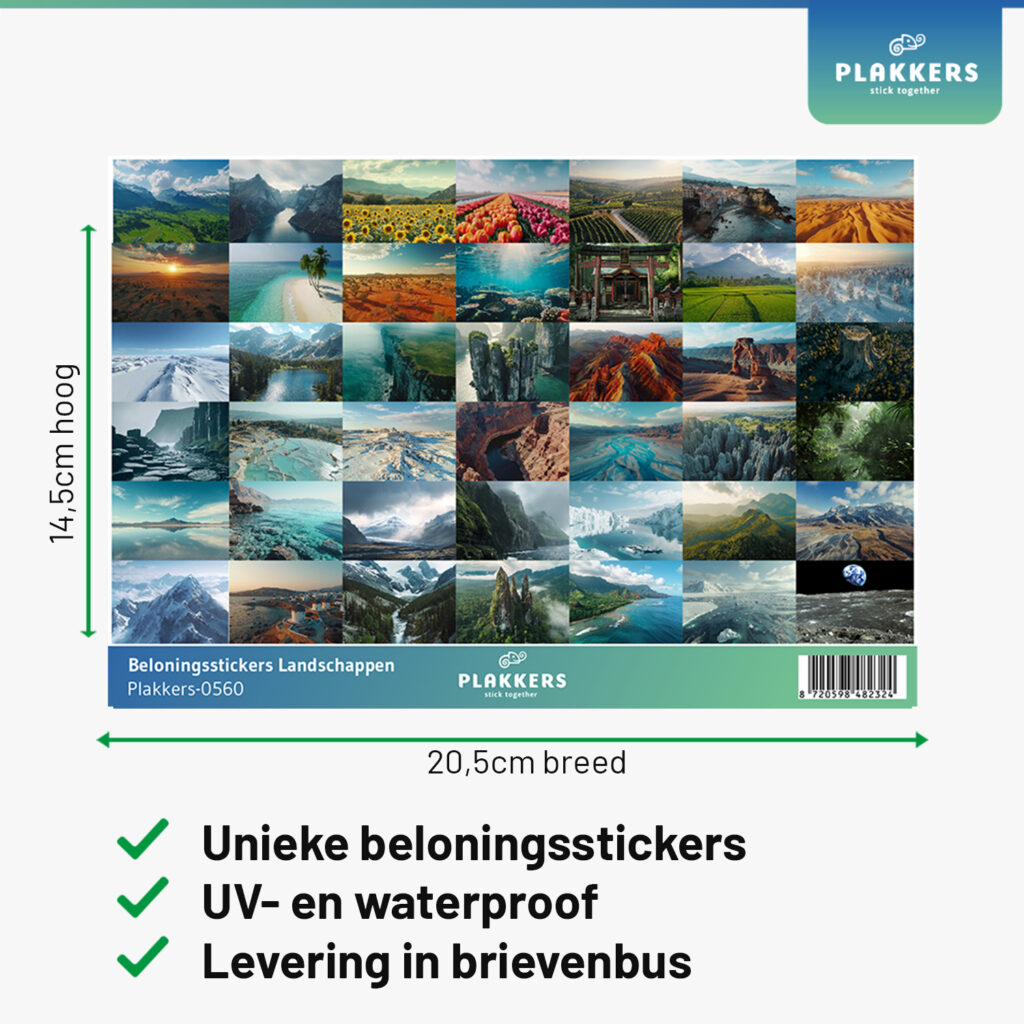 Beloningsstickers landschappen basisschool opvoeding leuk prachtig plakkers