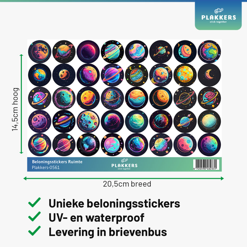 Beloningsstickers ruimte basisschool opvoeding leuk artistiek plakkers