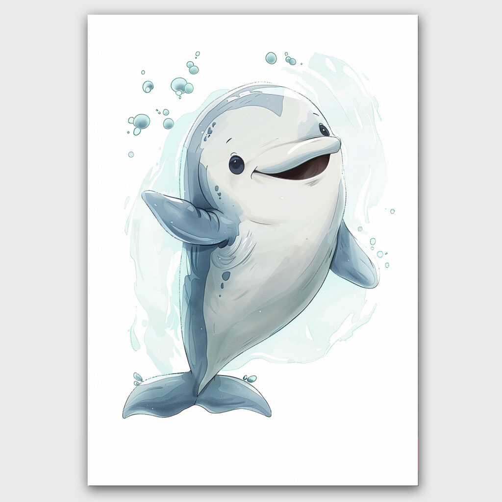 dolfijn poster waterverf kinderkamer schattig leuk