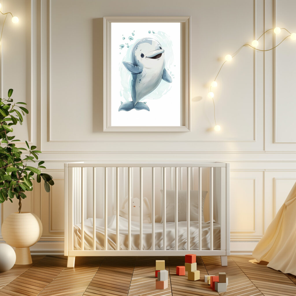 dolfijn poster waterverf kinderkamer schattig leuk V2