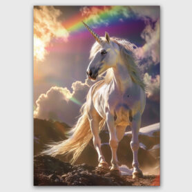 eenhoorn realistisch regenboog kleuren vrolijk meisjes kinderkamer stoer schattig