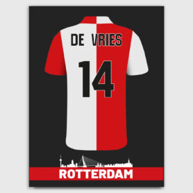 feyenoord rotterdam voetbalclub logo poster rood wit kleuren shirt kinderkamer eigen naam en nummer voetbalkamer