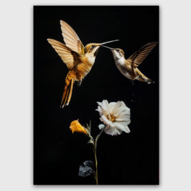 hummingbirds kolibries bloem woonkamer keuken stijlvol creatief zwarte achtergrond woning lifestyle