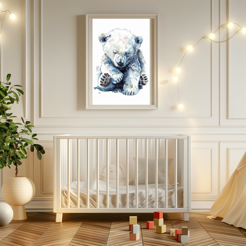 ijsbeer poster waterverf kinderkamer schattig leuk V2