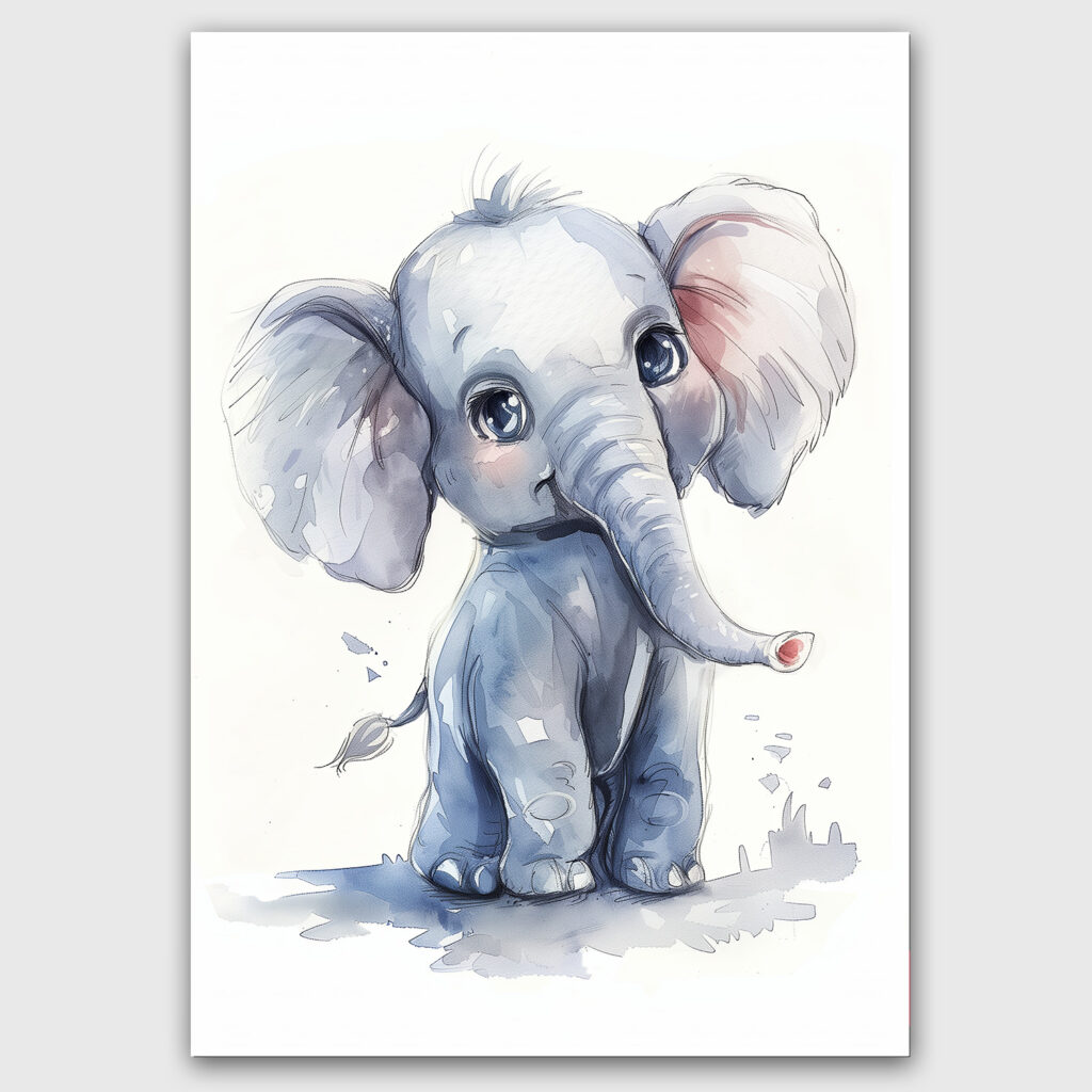olifant poster waterverf kinderkamer schattig leuk
