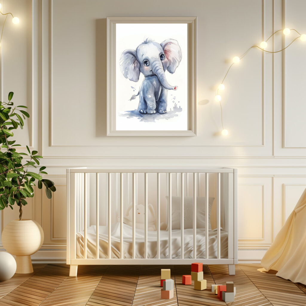 olifant poster waterverf kinderkamer schattig leuk V2