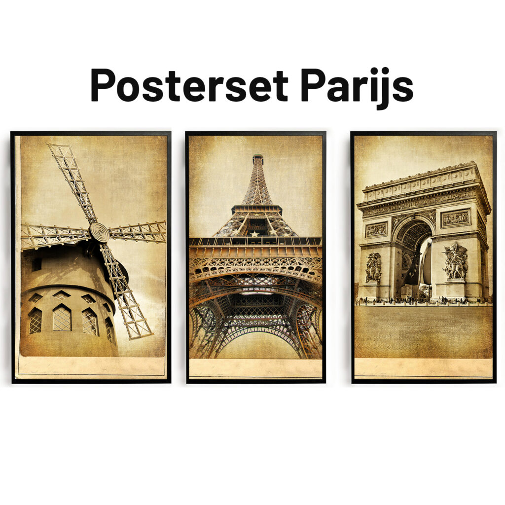 Posterset Parijs woonkamer slaapkamer keuken kantoor atelier rustgevend natuur
