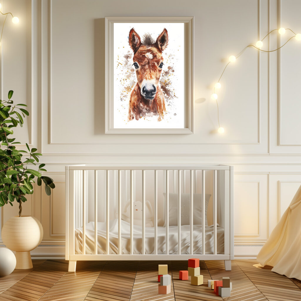 Paard poster waterverf kinderkamer schattig leuk V2
