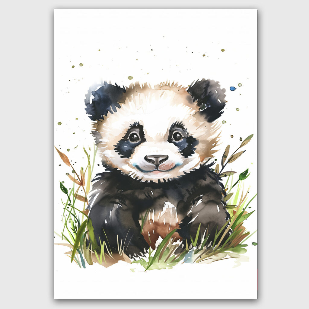 panda poster waterverf kinderkamer schattig leuk